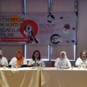 Foto: Para pembicara dalam konferensi pers "Melihat Uang Pajak Negara Disalahgunakan: Perempuan Menuntut Keadilan Pajak"